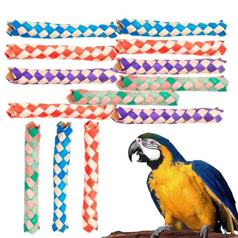 

Parrot Chew Sticks Bird Toys For Budgies Cockatiels Conure Colored Braided Tube Large Small Parrot Chew Toys Parrot Birds