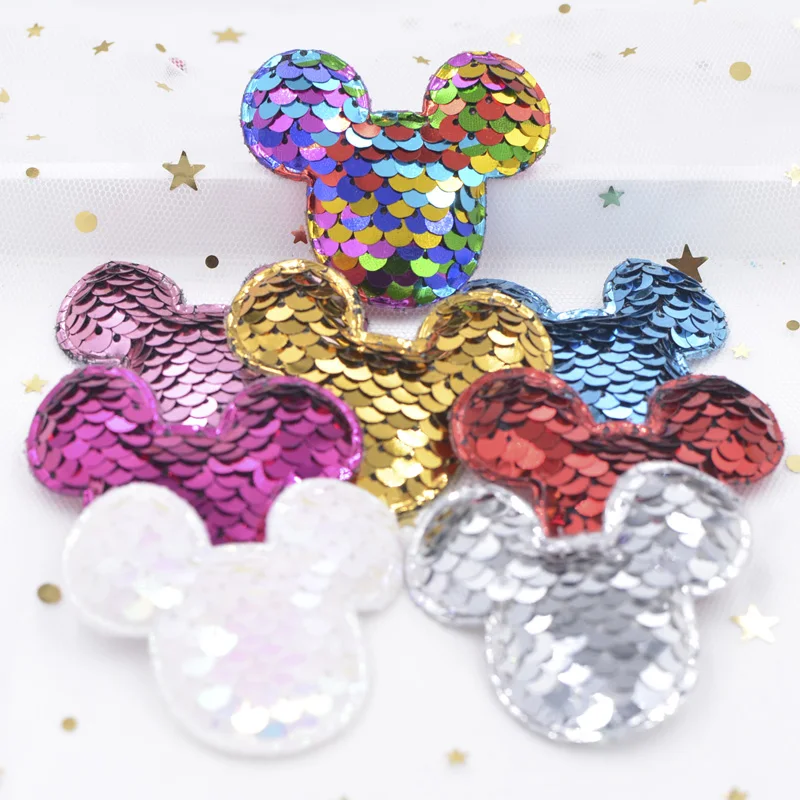 

16Pcs Glitter Sequins Fabric Mouse Padded Patches Mouse Appliques for DIY Crafts Clothes Hats Hairpin Ornament Accessories