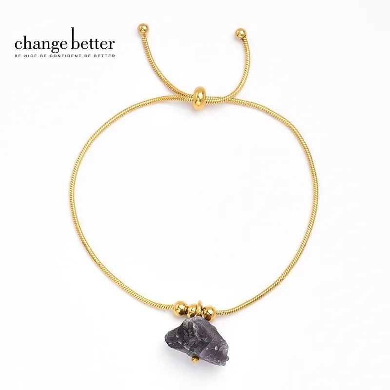 CHANGE BETTER Simple Irregular Amethyst Chain Bracelet Women Fashion Gold Color Stainless Steel Stone Pendant Wristband Jewelry
CHANGE BETTER Simple Irregular Amethyst Chain Bracelet Women Fashion Gold Color Stainless Steel Stone Pendant Wristband Jewelry