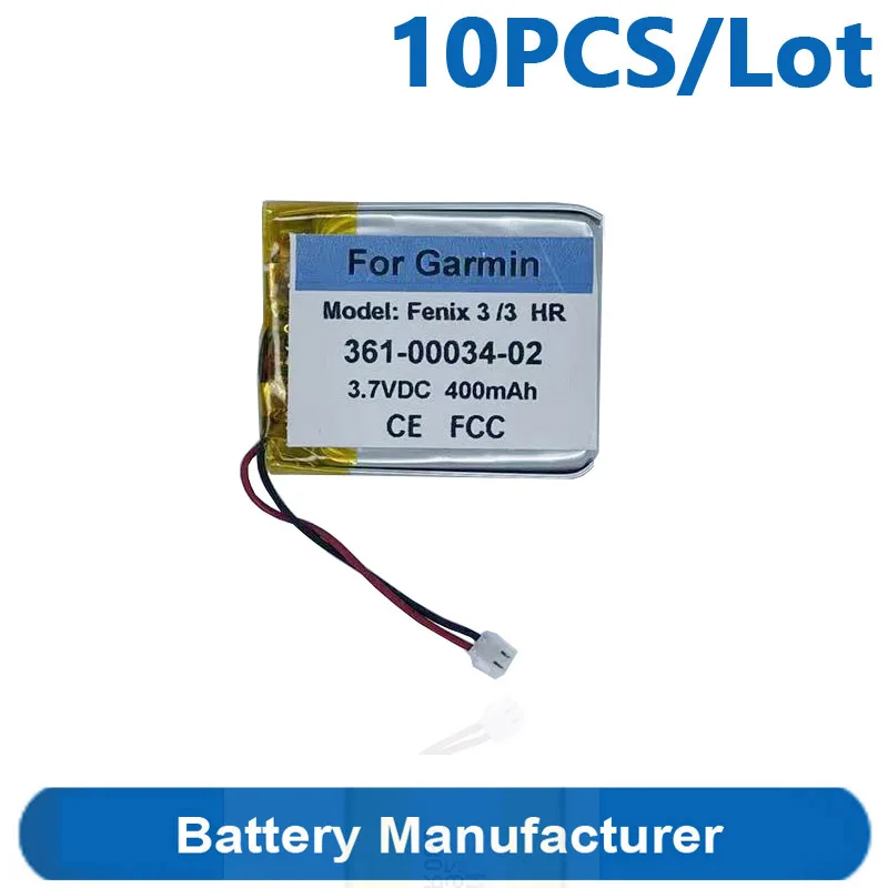 

10PCS/Lot 400mAh 361-00034-02 Battery For Garmin Fenix 3 III HR Fenix3 GPS Sport Smart Watch Batterie Accumulator AKKU