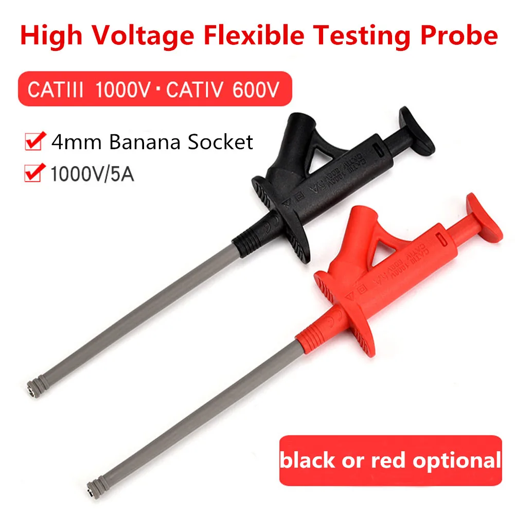 Quick Test Hook Clip Professional Insulated High Voltage Flexible Testing Probe 4mm Banana Socket J.30042
Quick Test Hook Clip Professional Insulated High Voltage Flexible Testing Probe 4mm Banana Socket J.30042