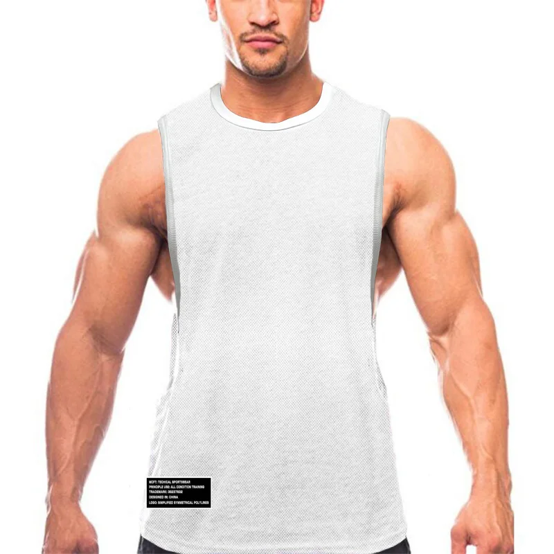

Mesh Gym Clothing Workout Sleeveless Shirt Bodybuilding Tank Top Mens Fitness Sportswear Running Vests Muscle Singlets Tanktop