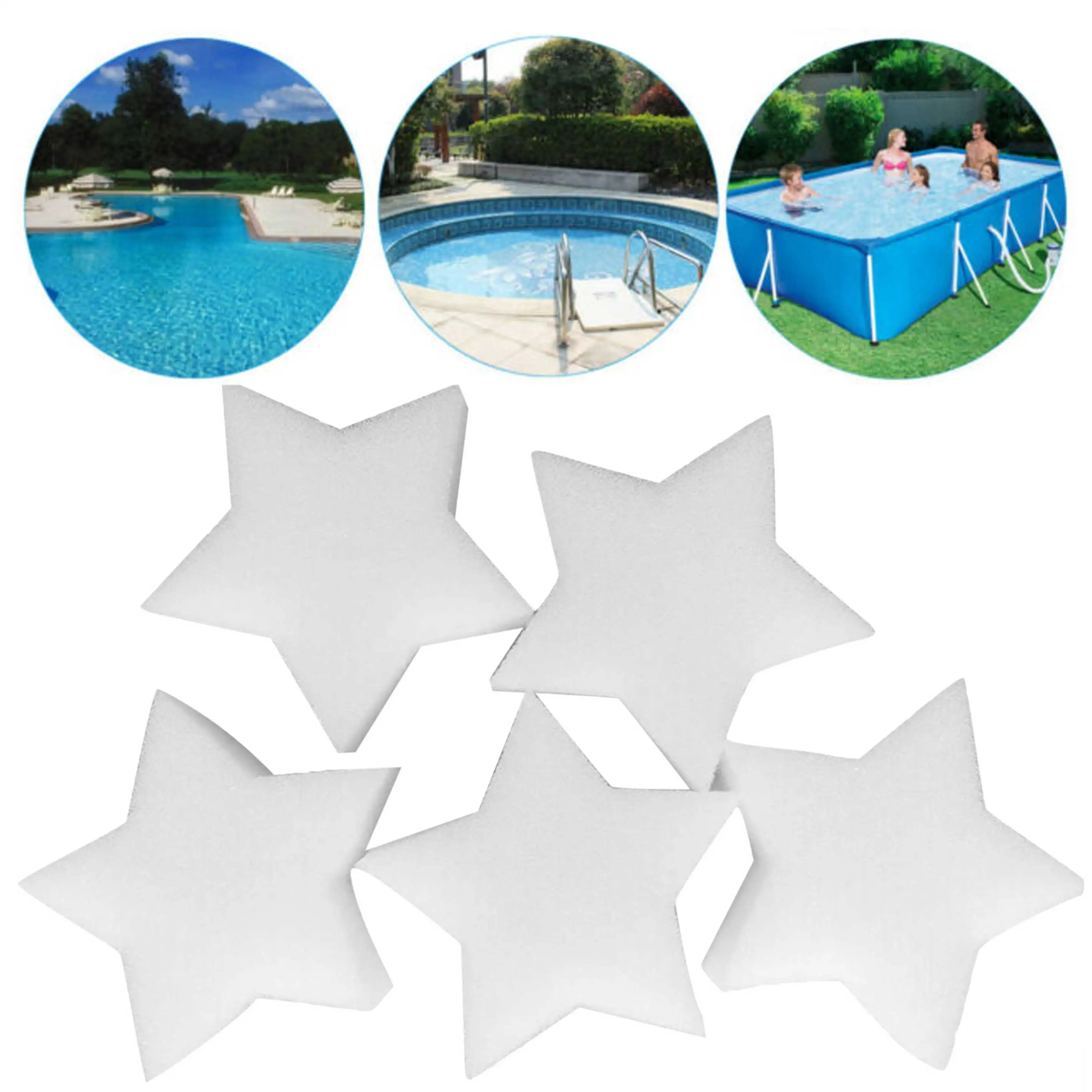 

10pcs Grime Scum Hot Tub Filter Sponge Oil Absorbing White Swimming Pool Bathtub Star Shaped Cleaning Tool Spas Washable Durable