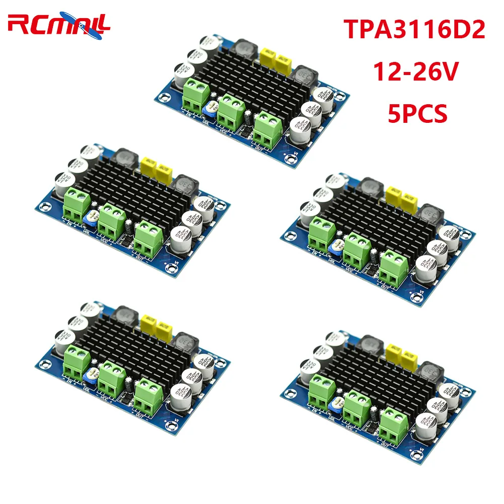 RCmall 5 шт. Φ TPA3116D2 одноканальный цифровой усилитель высокой мощности, акустическая плата DC 12-26 в 100 Вт, замена TPA3116
RCmall 5 шт. Φ TPA3116D2 одноканальный цифровой усилитель высокой мощности, акустическая плата DC 12-26 в 100 Вт, замена TPA3116