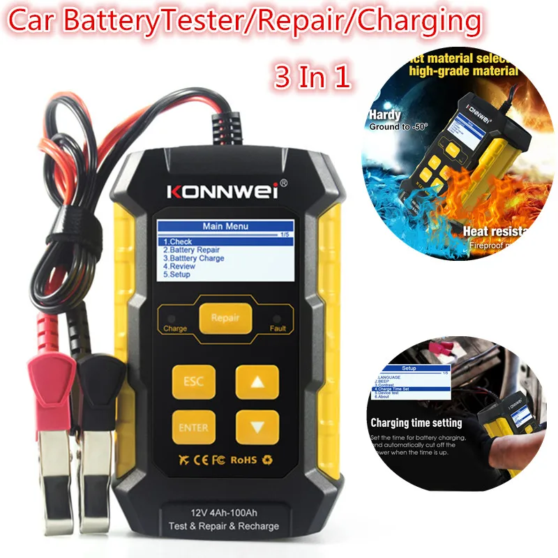 12V Car Battery Tester Check Detector 5A Chargers KW510 Diagnostic Tools Device Repair Full Automatic Auto Cranking System
12V Car Battery Tester Check Detector 5A Chargers KW510 Diagnostic Tools Device Repair Full Automatic Auto Cranking System