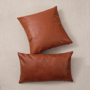 New Leather Pillow Case Cushion Cover Throw Pillow Case For Sofa Car Home Pillowcase Square 45x45 Pillow Cover Zipper Decorative