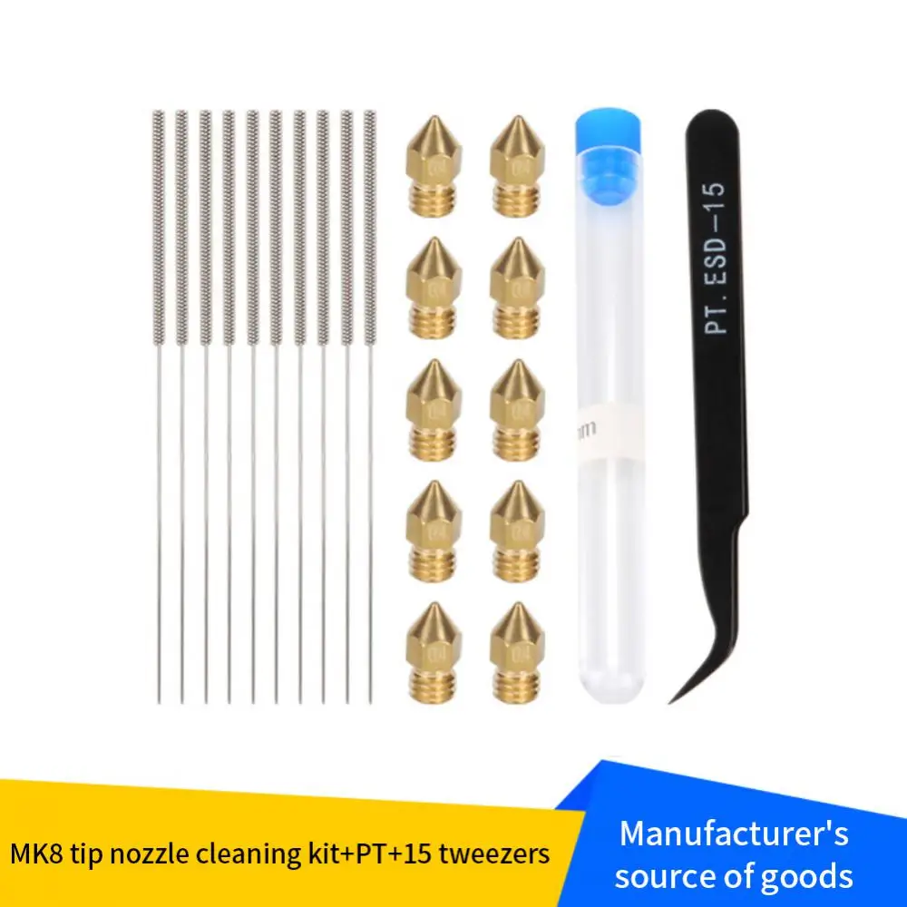 10 дюймов, 0,4 мм, чистящая сталь, Фотоэлементы Mk8, набор инструментов с соплом, пинцет 100,4 мм, инструмент для очистки 3D-принтера
10 дюймов, 0,4 мм, чистящая сталь, Фотоэлементы Mk8, набор инструментов с соплом, пинцет 100,4 мм, инструмент для очистки 3D-принтера
