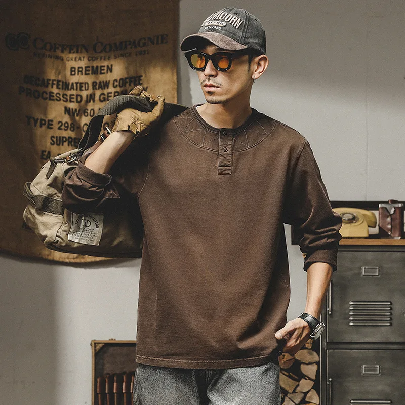 Мужская Винтажная футболка с длинным рукавом, из натурального хлопка 
Мужская Винтажная футболка с длинным рукавом, из натурального хлопка