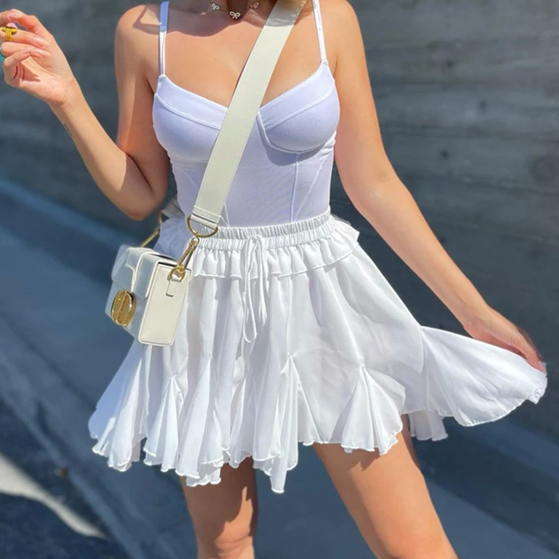 Women's Summer Short Skirt Y2K High Waist Elastic Band Pleated Ruffle Drawstring A-line Skirt Kawaii Girl Dating Streetwear
Women's Summer Short Skirt Y2K High Waist Elastic Band Pleated Ruffle Drawstring A-line Skirt Kawaii Girl Dating Streetwear