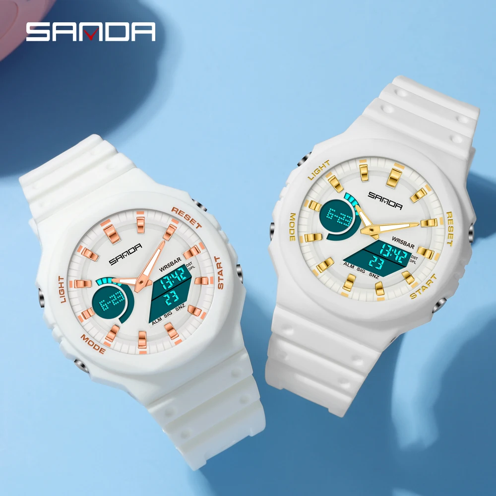 SANDA 2022 Новые повседневные женские часы модные роскошные Цифровые кварцевые для