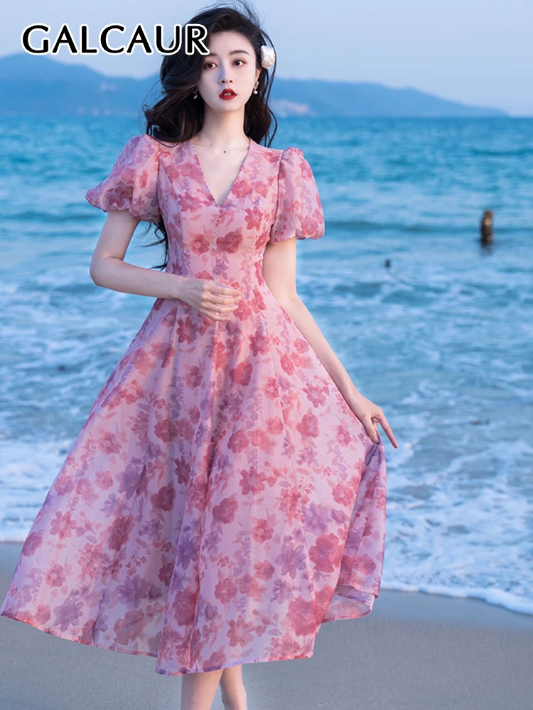 GALCAUR Print Dress For Women V Neck Puff Sleeve High Gathered Waist Elegant Midi Dresses Female 2022 Summer Fashion Clothes New
GALCAUR Print Dress For Women V Neck Puff Sleeve High Gathered Waist Elegant Midi Dresses Female 2022 Summer Fashion Clothes New