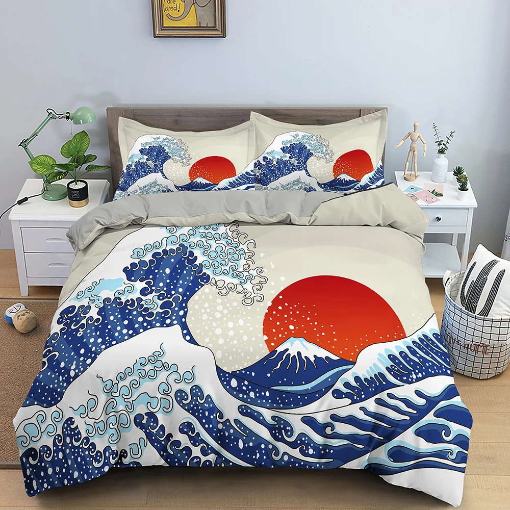 Duvet Cover Set King Size Quilt Cover Set With Pillowcases 3D Bedding Set Polyester Ocean Wave Landscape Printed Comforter Cover
Duvet Cover Set King Size Quilt Cover Set With Pillowcases 3D Bedding Set Polyester Ocean Wave Landscape Printed Comforter Cover