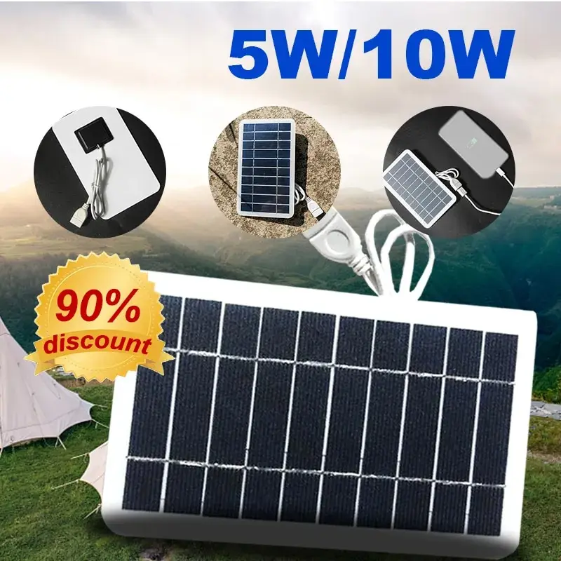 

Outdoor Portable Solar Panel Flexible 5V Output USB for Cell Mobile Phone Chargers Camping Hiking Travel Hike Safe Charge 5W/10W