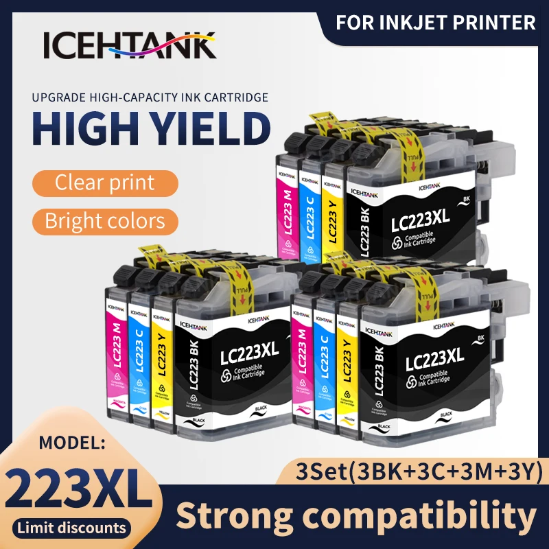 

Icehtank With Chip LC223 LC221 Compatible Ink Cartridge For Brother MFC-J4420DW/J4620DW/J4625DW/J480DW/J680DW/J880DW Printer