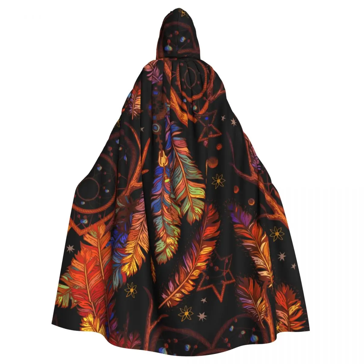 

Adult Cloak Cape Hooded Tribal Boho Dream Catcher Medieval Costume Witch Wicca Vampire Elf Purim Carnival Party