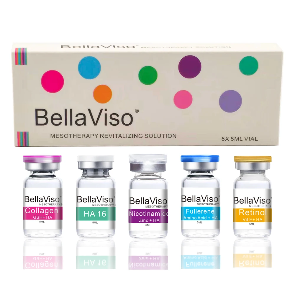 

BellaViso Collagen HA Nicotinamide Fullerene Retinol Facial Meso MTS Serum 5ml Skin Booster Microneedling Mesotherapy Solution