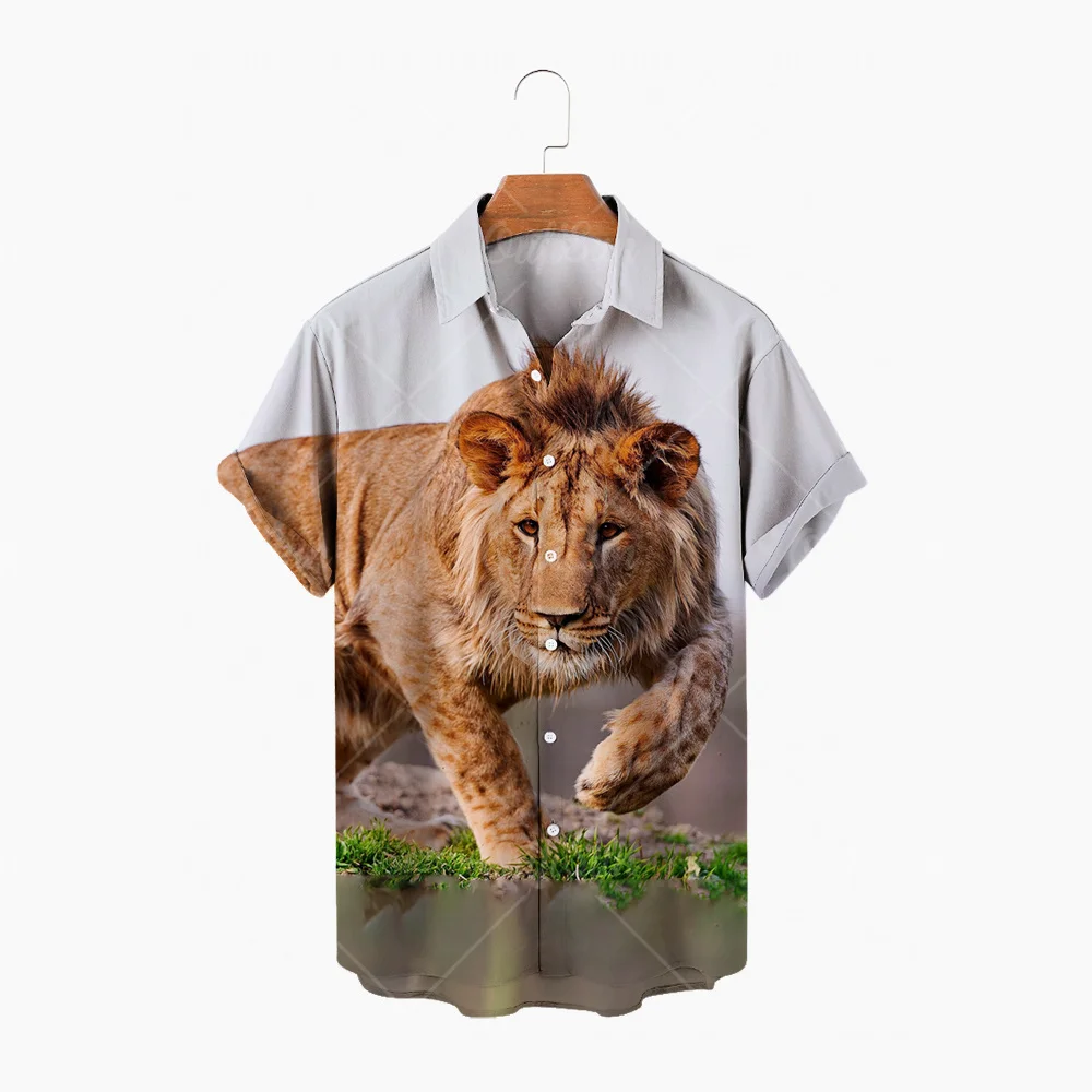 

Мужская рубашка на пуговицах Mr. Wonder The Lion King с 3D принтом, мужская повседневная Пляжная гавайская рубашка с короткими рукавами, уличная одежда...