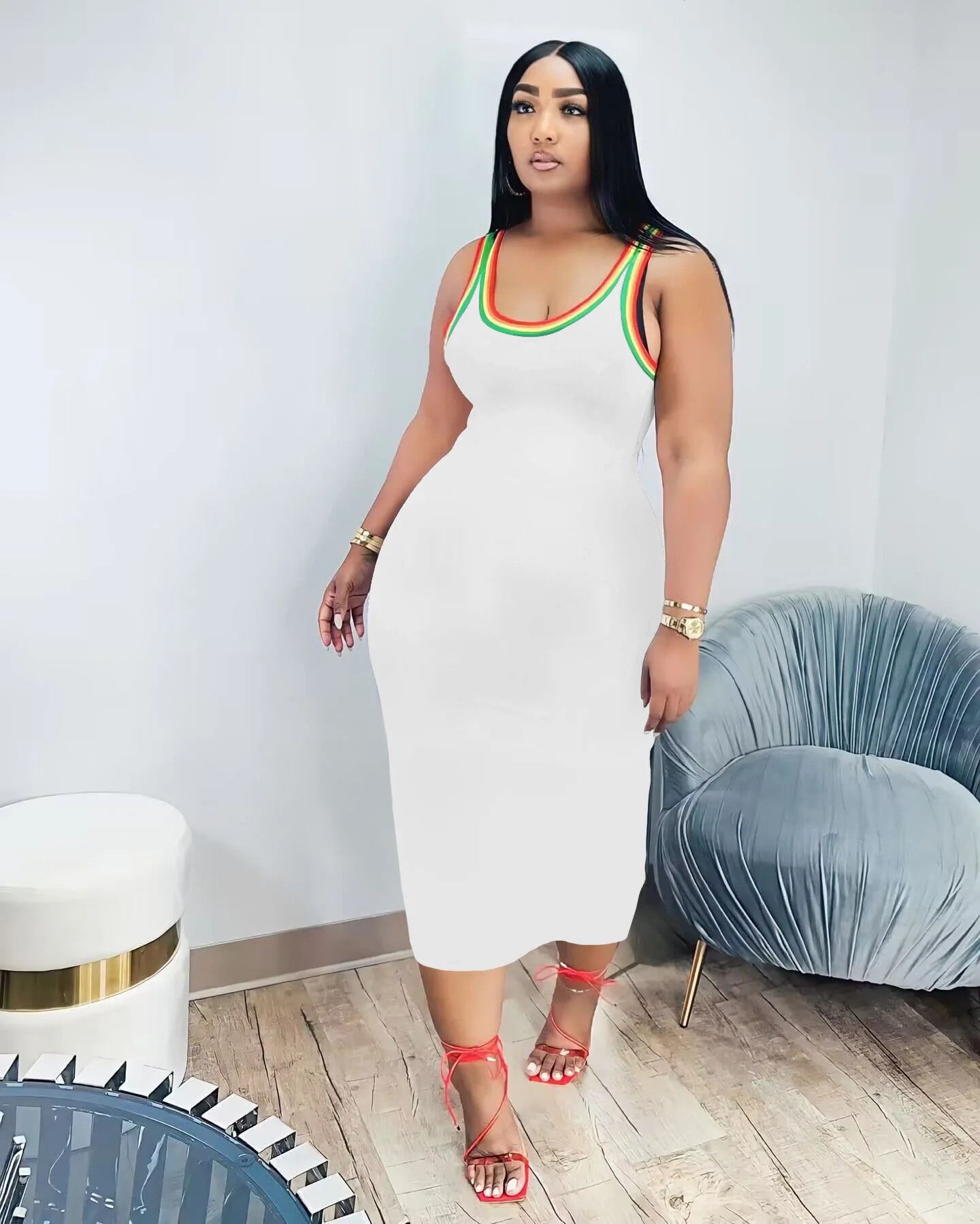 Tank Long Dress Women Color Striped Collar Sleeveless Bodycon Maxi Dress Sexy Streetwear Party Club Outfits Slim Sundress
Tank Long Dress Women Color Striped Collar Sleeveless Bodycon Maxi Dress Sexy Streetwear Party Club Outfits Slim Sundress