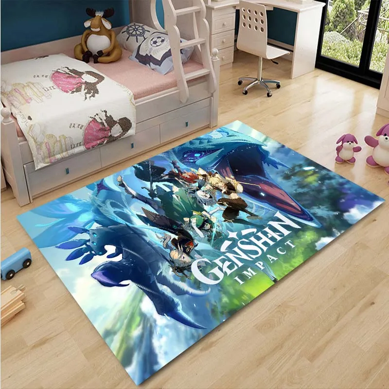 

Genshin Impact 3D Print Anti-Skid Area Rug Mat Soft Flannel Large Rug and Carpet Carpets for Living Room Kawaii Rug Kitchen Mat