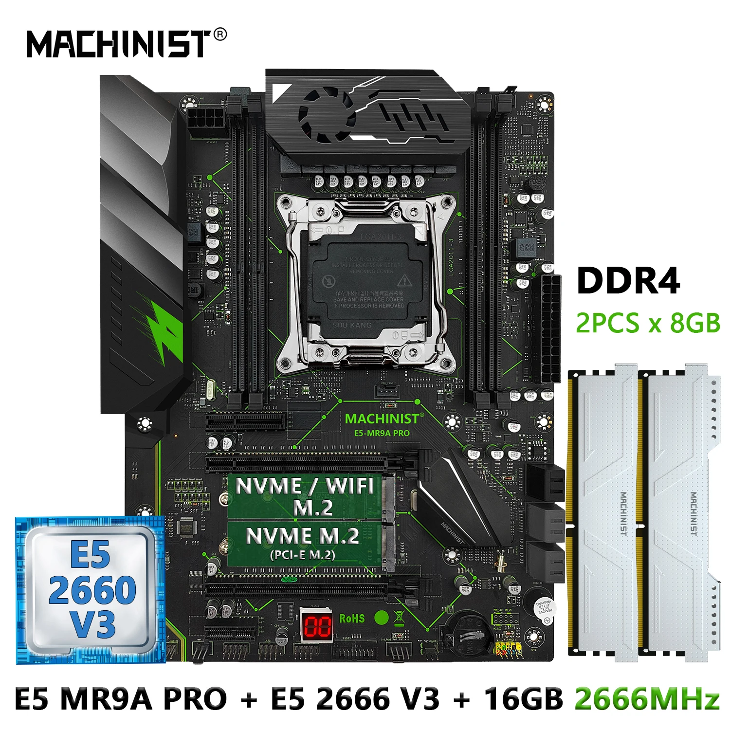 MACHINIST E5 MR9A PRO комплект материнской платы с LGA 2011-3 Xeon E5 2660 V3 процессор ЦП DDR4 16 Гб ОЗУ память ATX
MACHINIST E5 MR9A PRO комплект материнской платы с LGA 2011-3 Xeon E5 2660 V3 процессор ЦП DDR4 16 Гб ОЗУ память ATX