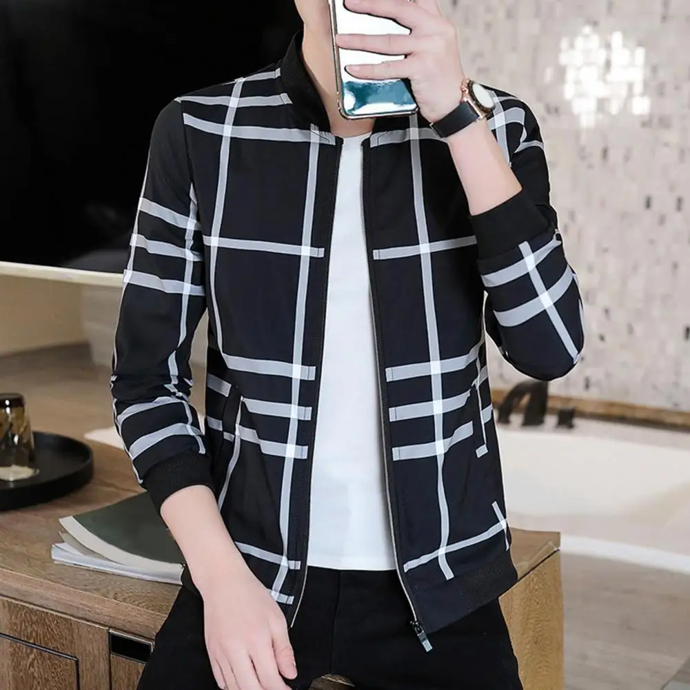 Men Outerwear Zipper Korean Style Streetwear Washable Checkered Baseball Jacket Men Coat for School
Men Outerwear Zipper Korean Style Streetwear Washable Checkered Baseball Jacket Men Coat for School