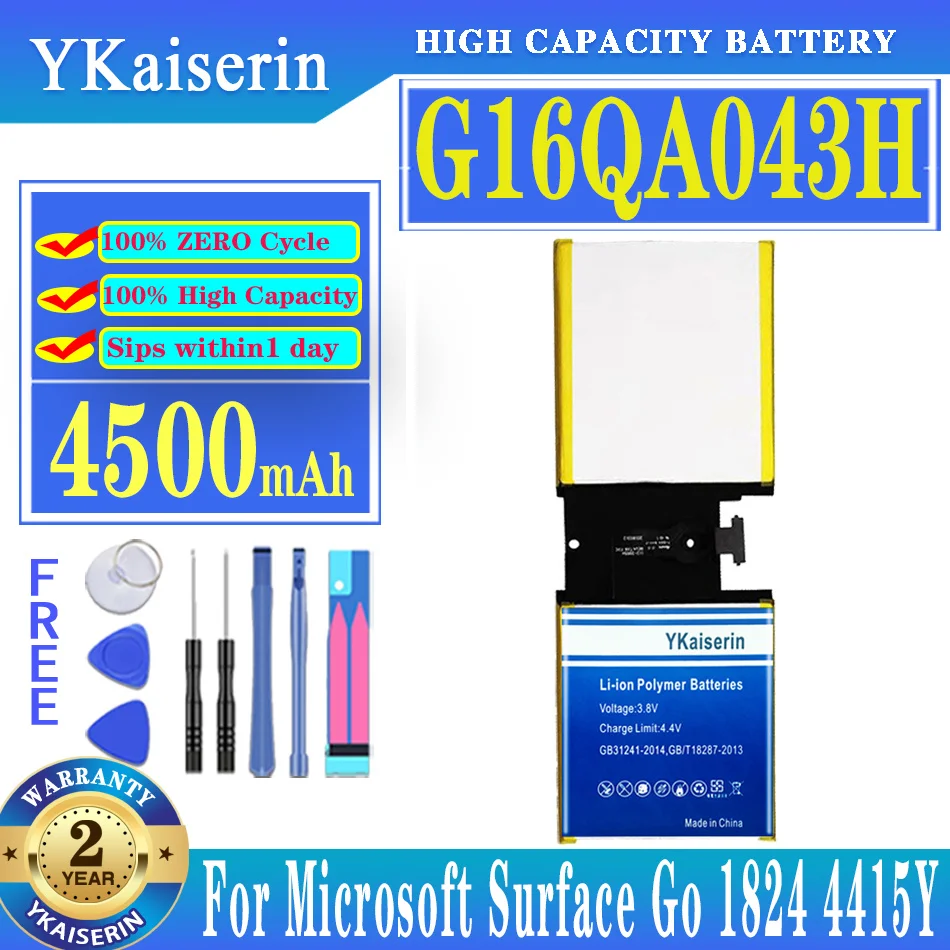 

Аккумулятор ykaisсеребрин G16QA043H на 4500 мА · ч для Microsoft Surface GO 1824, 7,66 в, 26. Аккумуляторы для планшетов
