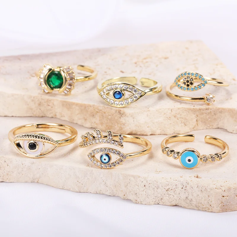 New Evil Eye Ring Adjustable Cubic Zirconia Gold Color Open Ring Fashion Bohemian Jewelry Lucky Eye Finger Accessories Wholesale
New Evil Eye Ring Adjustable Cubic Zirconia Gold Color Open Ring Fashion Bohemian Jewelry Lucky Eye Finger Accessories Wholesale