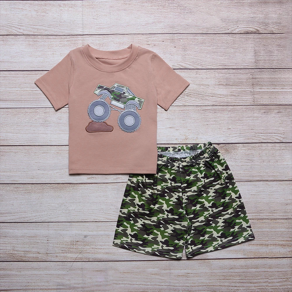Summer Vacation Short Sleeve Outfits Brown Big Truck Pattern Embroidered Suits Comfortable Pure Cotton Suit For 1-8T Baby Boys
Summer Vacation Short Sleeve Outfits Brown Big Truck Pattern Embroidered Suits Comfortable Pure Cotton Suit For 1-8T Baby Boys