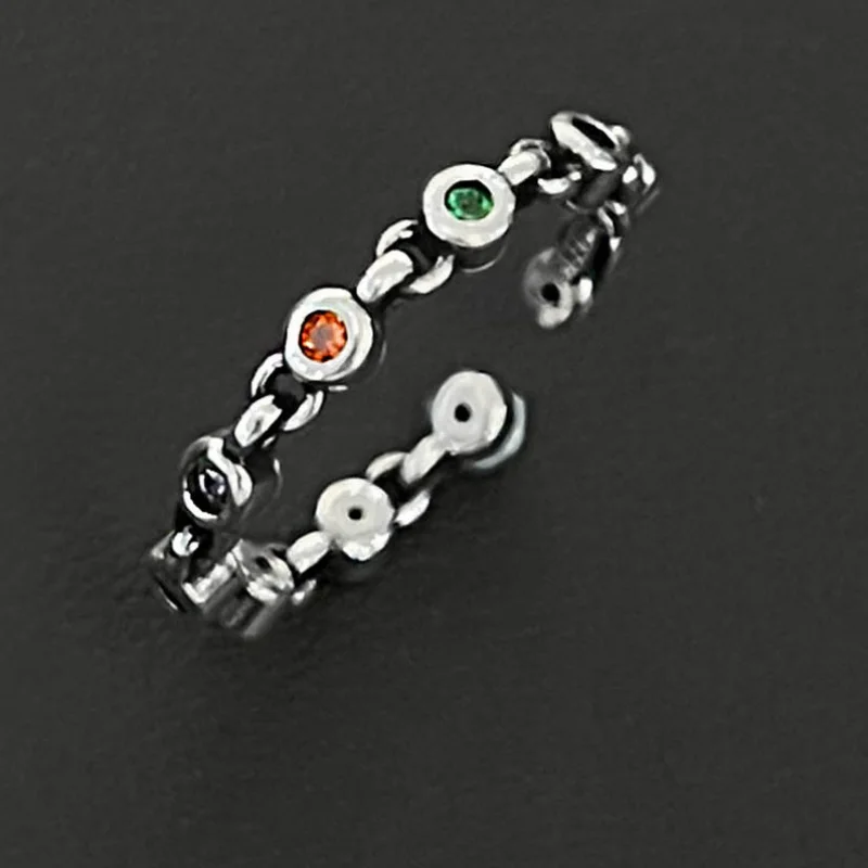 Women's 925 Vintage Thai Silver Made Old Rainbow Round Diamond Open Ring Party Birthday Gift Silver Jewelry Ring
Women's 925 Vintage Thai Silver Made Old Rainbow Round Diamond Open Ring Party Birthday Gift Silver Jewelry Ring