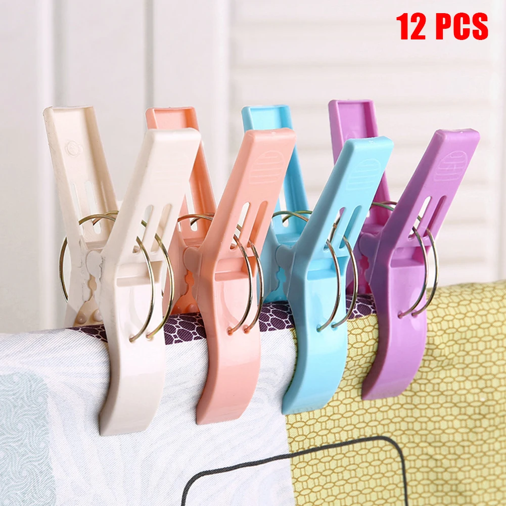 12pcs Hanger Clips Large Plastic Windproof Beach Towel Clothes Pins Spring Clamp Clothespin Clothes Pegs Bathroom Organization
12pcs Hanger Clips Large Plastic Windproof Beach Towel Clothes Pins Spring Clamp Clothespin Clothes Pegs Bathroom Organization