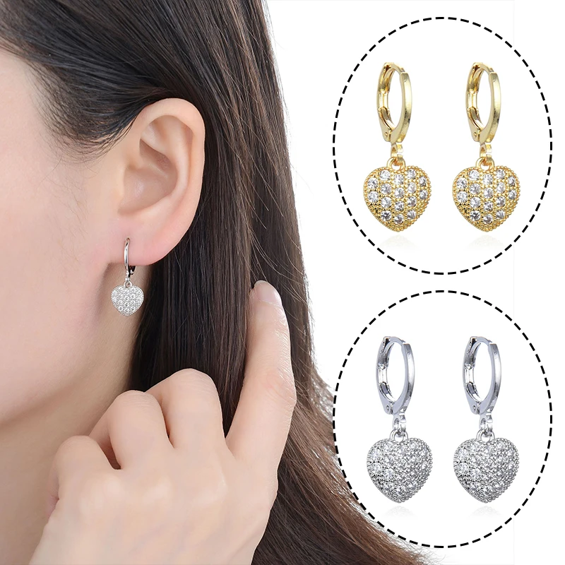 

1Pair Women Earring Heart Shape Dangling Earrings Jewelry Gift Fashion Ear Pendant Temperament earrings Accessories