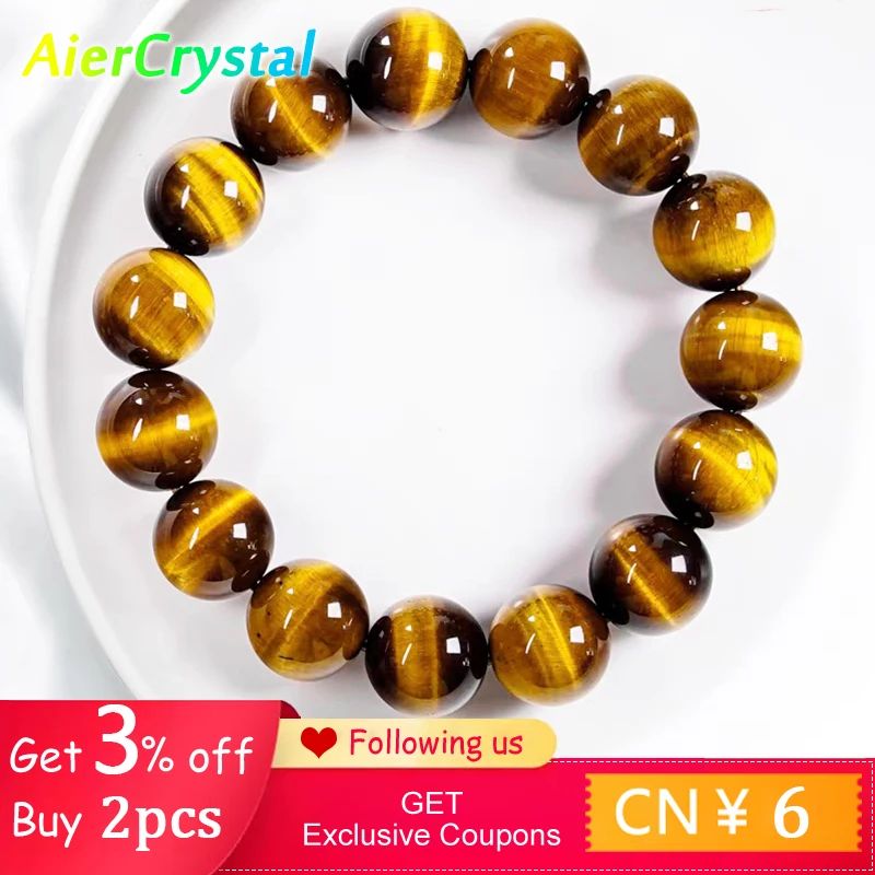 

1PC Tiger Eye Beaded Bracelets 8mm Handmade Reiki Healing Meditation Bangles Elastic Rope Natural Stone FengShui Couple Jewelry