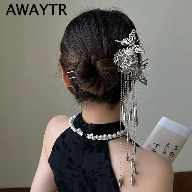 AWAYTR Модные металлические палочки для волос Hanfu для женщин заколки для волос с кисточками минималистичные u-образные заколки для волос голов...
AWAYTR Модные металлические палочки для волос Hanfu для женщин заколки для волос с кисточками минималистичные u-образные заколки для волос голов...