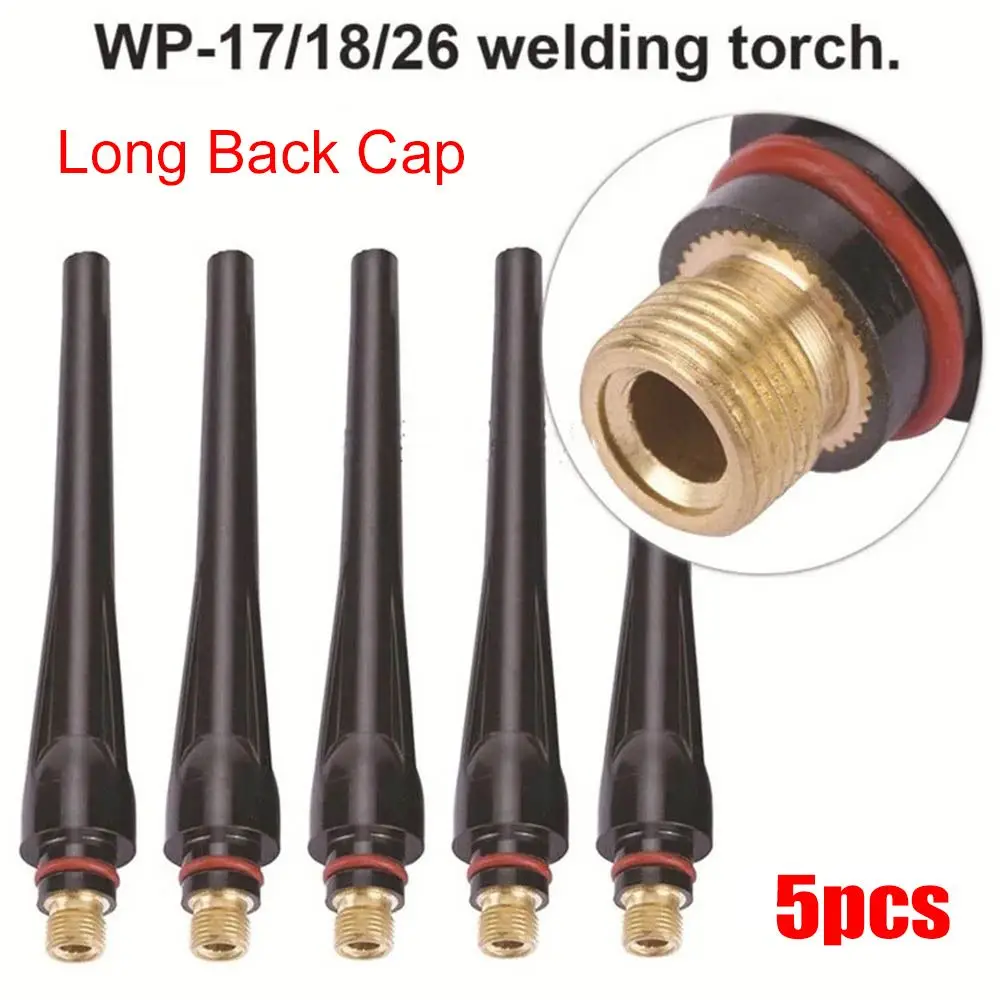 

5pcs Consumable Set Soldering Supplies Tool Parts Arc TIG Welding Torch Long Back Cap 57Y02 WP17/18/26