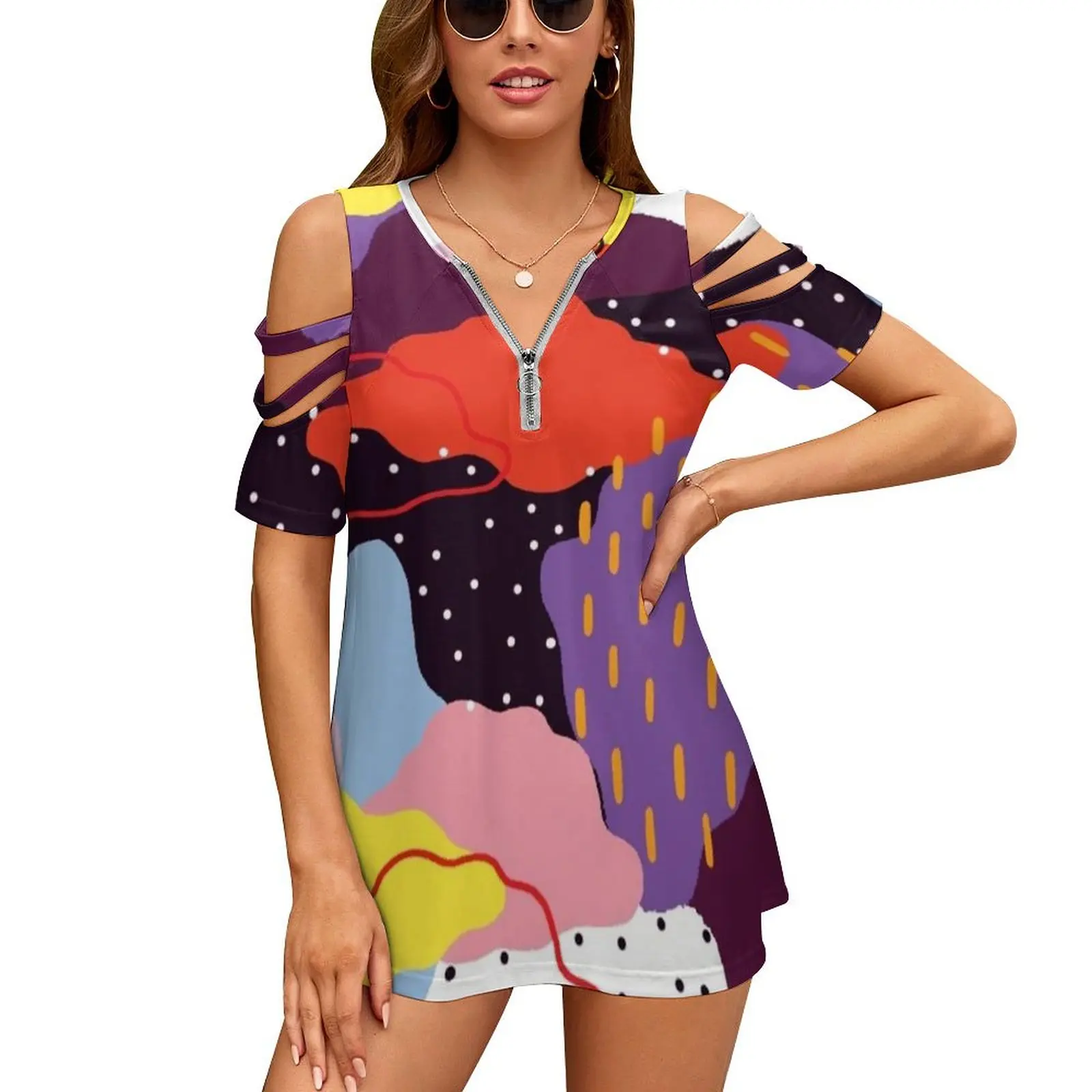 Purple Winter Women'S T-Shirt New Fashion Printed Zipper V-Neck Short Sleeve T Shirts Casual Plus Size Pattern Rain Seasons
Purple Winter Women'S T-Shirt New Fashion Printed Zipper V-Neck Short Sleeve T Shirts Casual Plus Size Pattern Rain Seasons