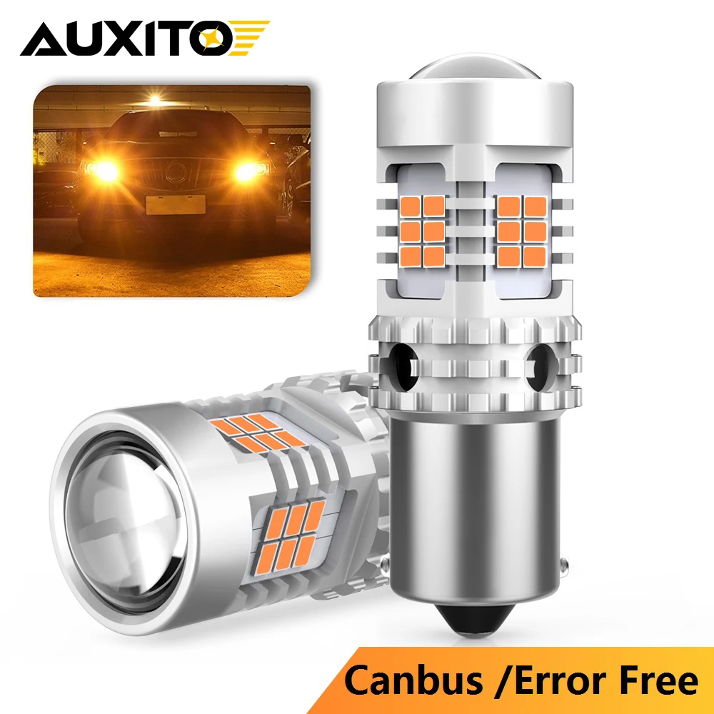 

AUXITO 2x No Hyper Flash PY21W BAU15S Amber LED Bulb Canbus 1156 P21W BA15S T20 7440 7506 7507 LED Error Free Turn Signal Light