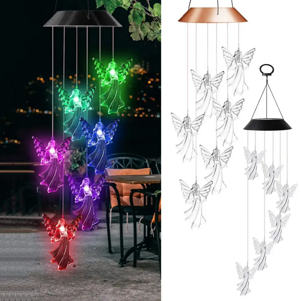 

Solar Light Wind Chimes Multicolour Gradient Waterproof Create Atmosphere Hanging Pendant Outdoor Decoration