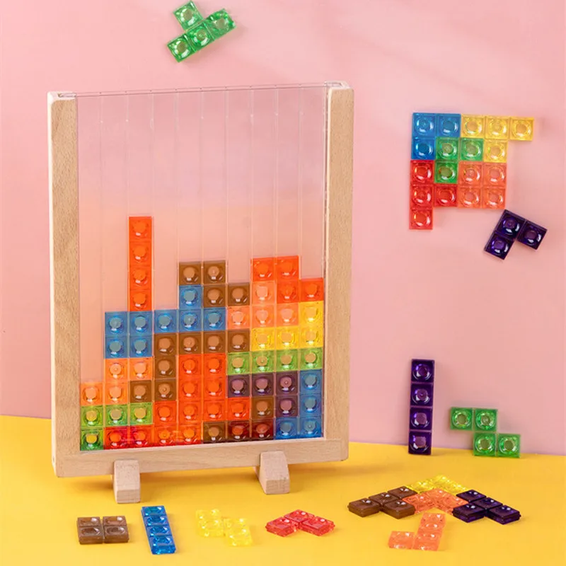 

Building Blocks Puzzle Brain Teasers Toy Tangram Jigsaw Intelligence Colorful 3D Russian Blocks Game STEM Montessori Educational