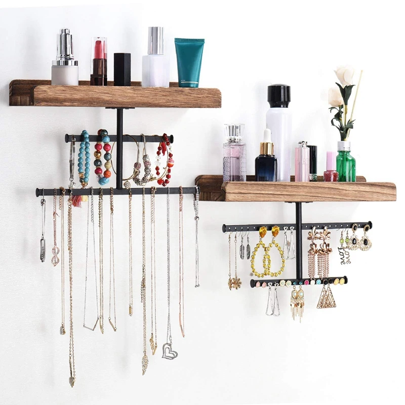 2PCS Hanging Wall Mounted Jewelry Organizer With Rustic Wood Jewelry Holder Display For Necklaces Bracelet Earrings Ring
2PCS Hanging Wall Mounted Jewelry Organizer With Rustic Wood Jewelry Holder Display For Necklaces Bracelet Earrings Ring