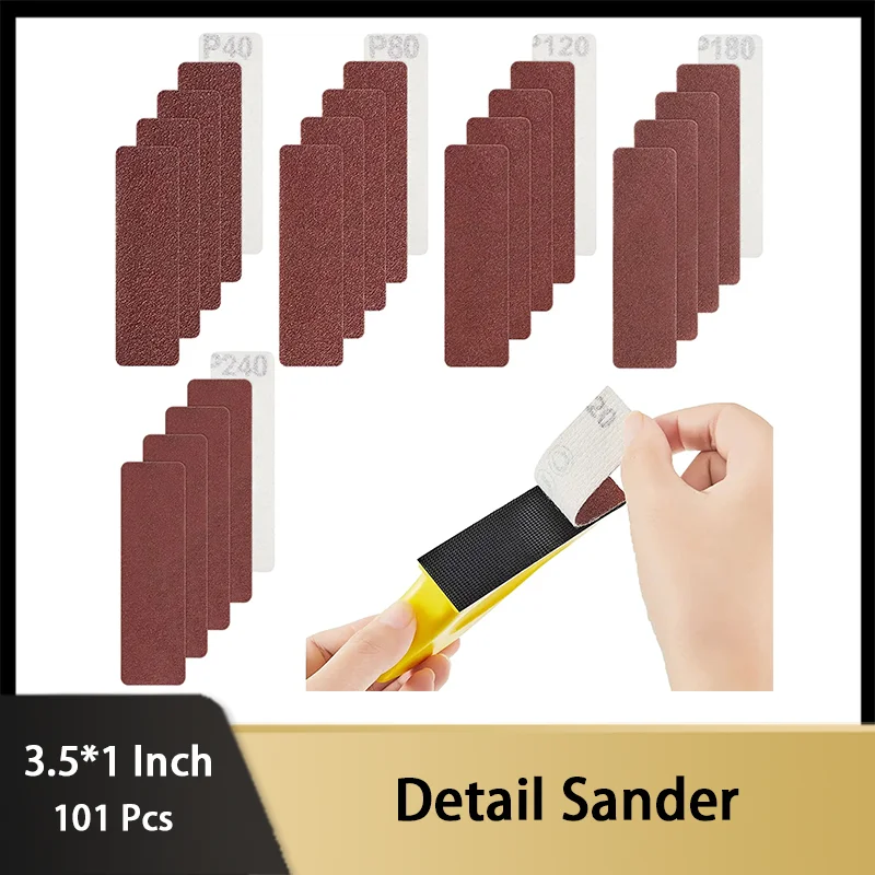 

3.5 x 1 Inch Detail Sander Refills Micro Finishing Sander Paper Assorted Grit of 40/80/120/180/240 for Wood Furniture Metal