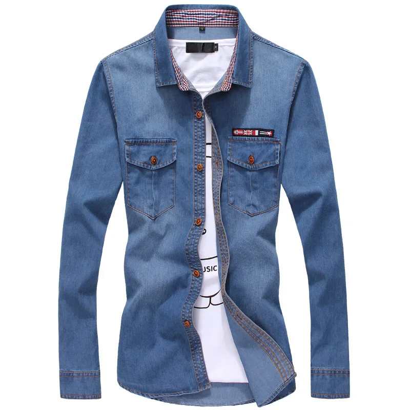 Men Denim Cotton Long Sleeve Shirt 2022 Spring Autumn Style Fashion Casual Clothing Cowboy Blouses
Men Denim Cotton Long Sleeve Shirt 2022 Spring Autumn Style Fashion Casual Clothing Cowboy Blouses
