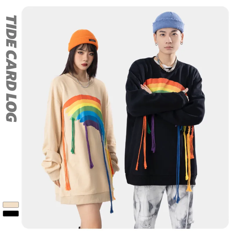 2022 Couple Rainbow Hoodies Warm Fleece Fringe Hoodless Sweatshirt Oversize Round Neck Long Sleeve Hoodies Women's Clothing
2022 Couple Rainbow Hoodies Warm Fleece Fringe Hoodless Sweatshirt Oversize Round Neck Long Sleeve Hoodies Women's Clothing