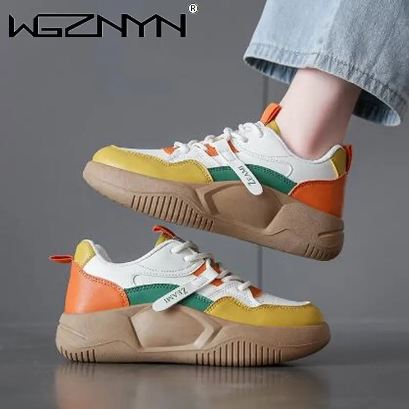 Женские кроссовки из ПУ кожи, на плоской платформе
Женские кроссовки из ПУ кожи, на плоской платформе