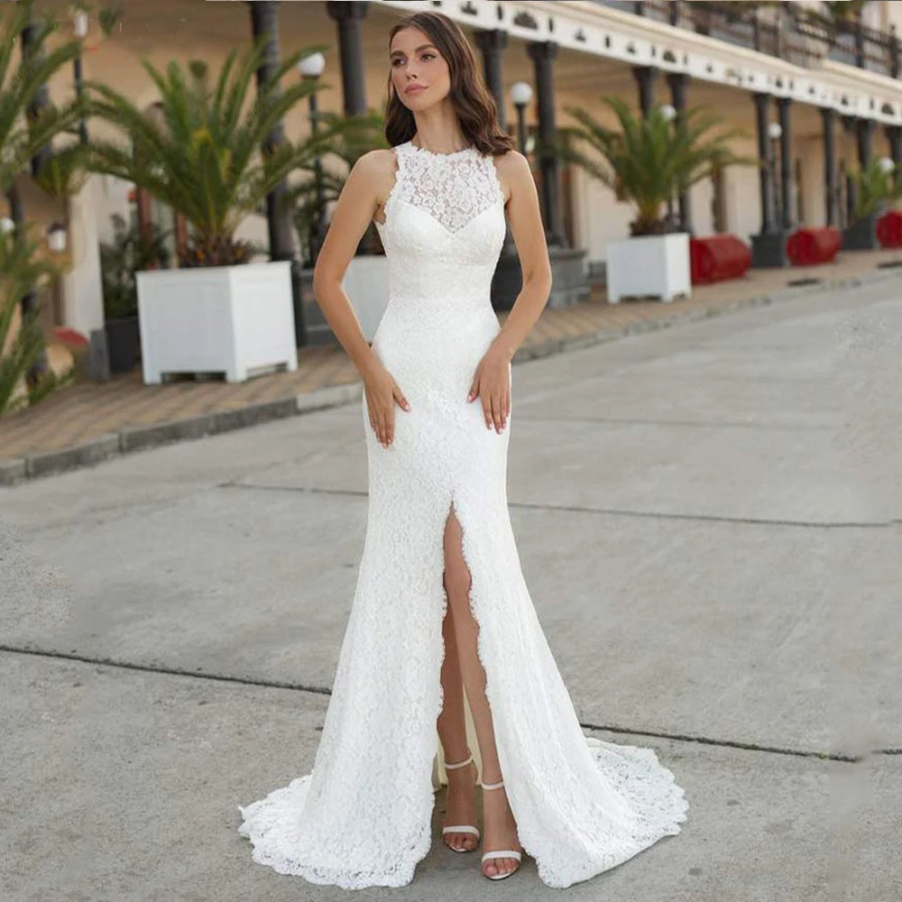 High Quality Wedding Dresses For Women 2022 Bride O-Neck Sleeveless Backless Robe De Mariée Lace Sweep Train Trumpet Bride Gown
High Quality Wedding Dresses For Women 2022 Bride O-Neck Sleeveless Backless Robe De Mariée Lace Sweep Train Trumpet Bride Gown