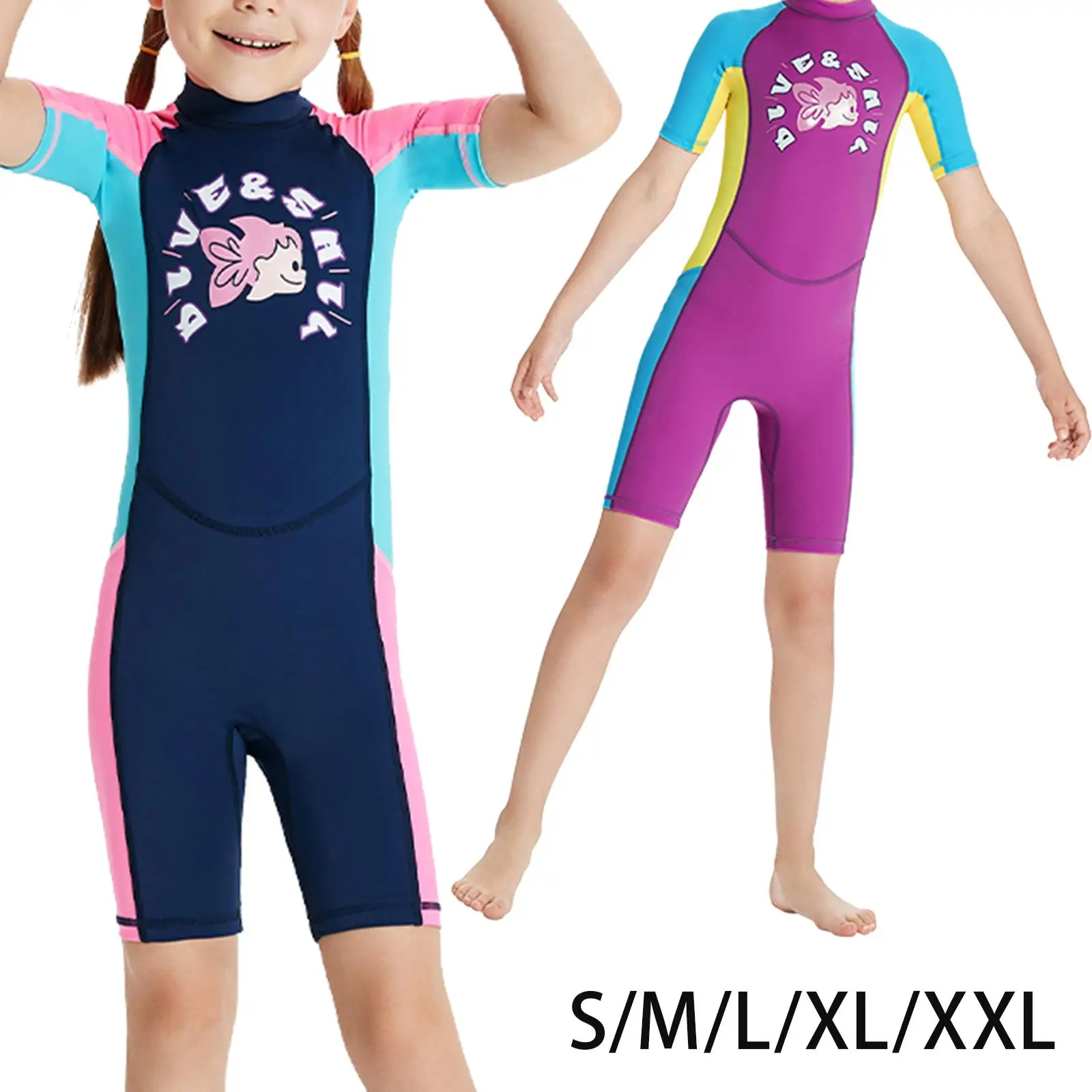 

Kids Swimsuits Quick Drying Short Sleeve Water Resistant Back Zipper Bathing Suit for Surfing Swimming Boating Sailing Kayaking