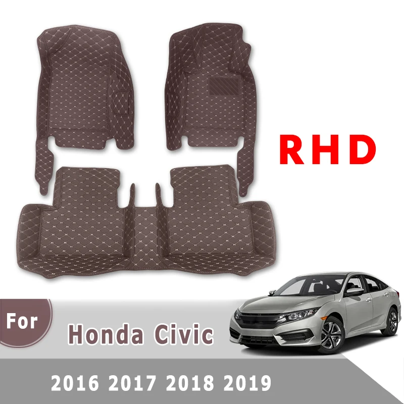 

RHD Car Floor Mats For Honda Civic 10th Sedan 2016 2017 2018 2019 2020 2021 Styling Pad Auto Interior Accessories Carpets Parts