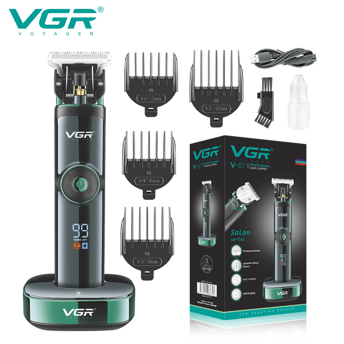VGR Hair Clipper Rechargeable Hair Trimmer Cordless Hair Cutting Machine Electric Haircut Digital Display Trimmer for Men V-671
VGR Hair Clipper Rechargeable Hair Trimmer Cordless Hair Cutting Machine Electric Haircut Digital Display Trimmer for Men V-671