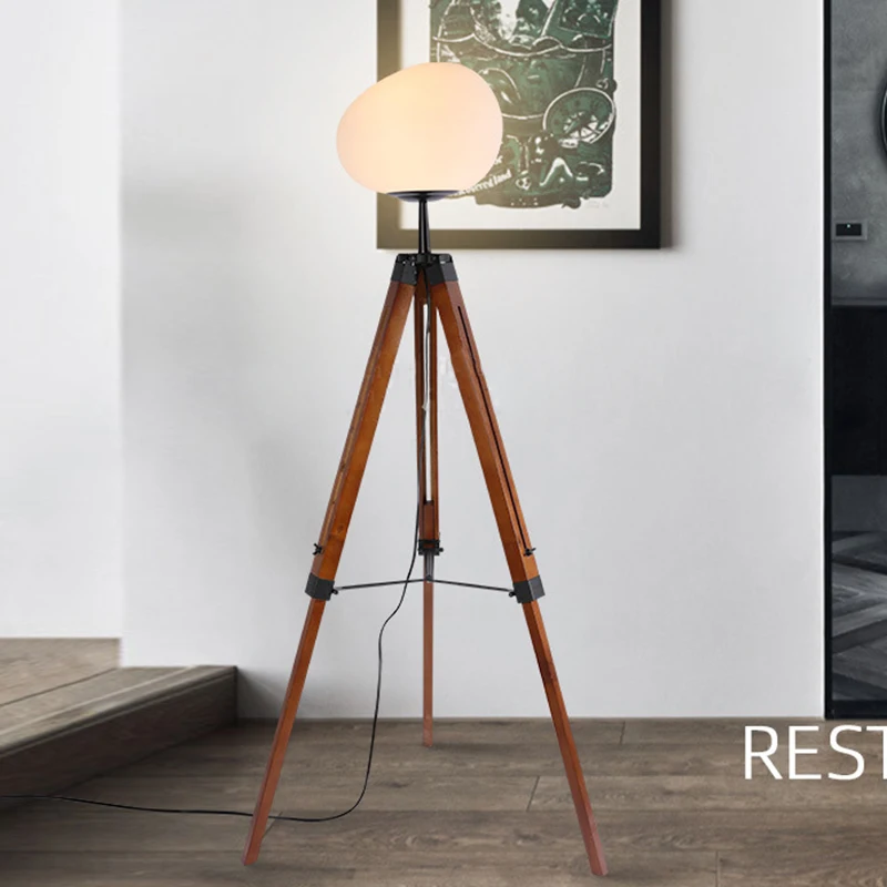 

Tripod Floor Lamp LED Standing Lights Living room Decor Reading Lighting Wooden Triangle Modern Minimalist Industrial Luminaire