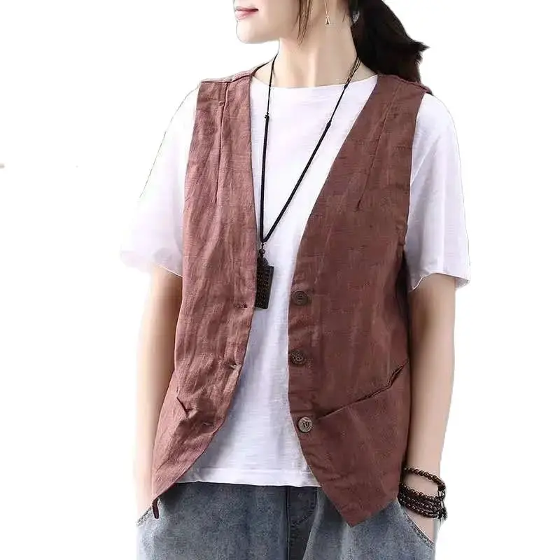 Women's Vest Waistcoat Summer Clothes 2022 New Retro Casual Jacket Loose Thin Sleeveless V Neck Cardigan Outerwear Tops Female
Women's Vest Waistcoat Summer Clothes 2022 New Retro Casual Jacket Loose Thin Sleeveless V Neck Cardigan Outerwear Tops Female
