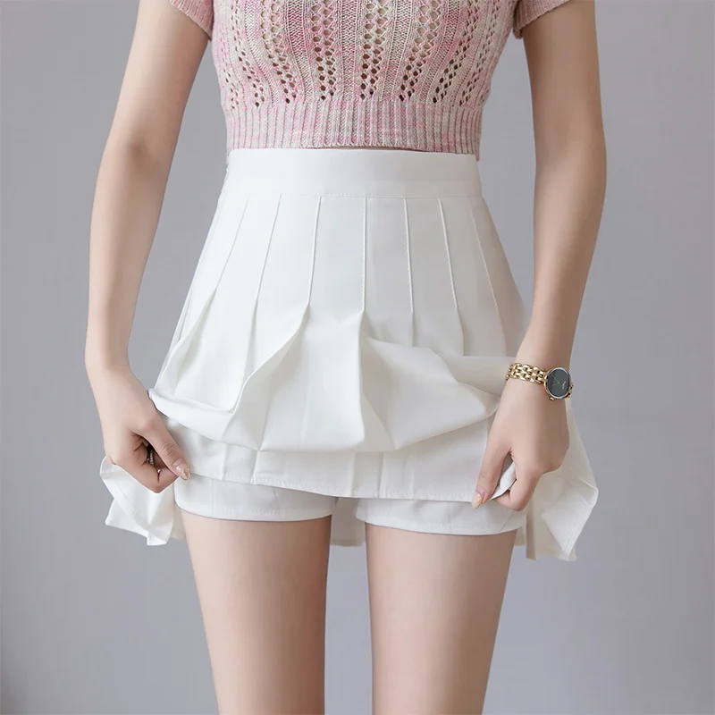 

Xpqbb 2022 летние плиссированные юбки женские корейские с высокой талией в стиле преппи мини-юбки женские Y2K японские трапециевидные черные белые юбки для девушек